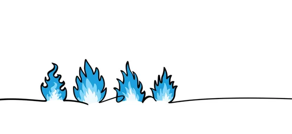 蓝色气体火或火焰象形图 火线图样 卡通矢量火焰图标或符号 燃烧的标志 — 图库矢量图片