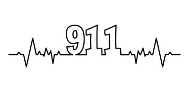 Karikatür kalp atışı nabzı. Acil durumlar için. 911 'i. Yardım hattı numarası Day. SOS sembol güvenliği önce tıbbi logo taşıyıcı simgesi, sembol. İmdat çağrısı. Alarm, telefonu yerleştirmeye yardım et..