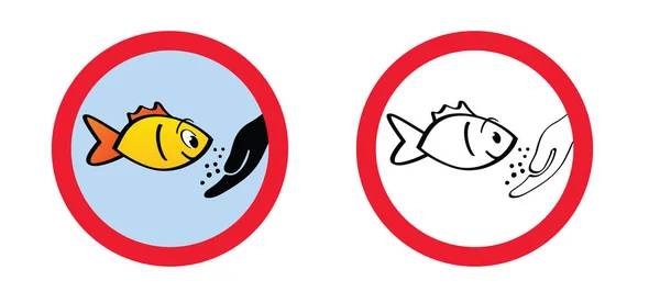 Stanna Mata Inte Fisk Akvariet Eller Akvariet Inga Handmatningar Mata — Stock vektor