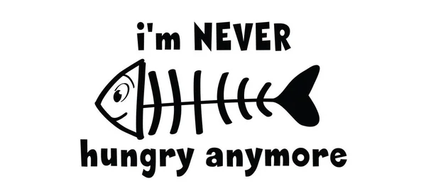 Jag Aldrig Hungrig Längre Död Fisk Skelett Ben Ikon Eller — Stock vektor