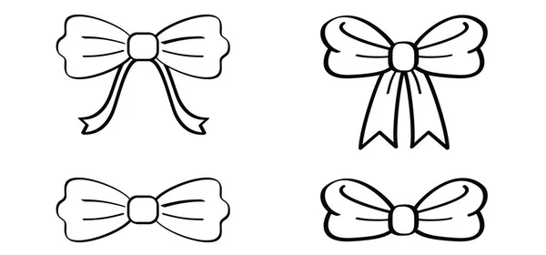 Modello Linea Nodo Cartone Animato Papillon Nastro Papillon Comico Cravatta — Vettoriale Stock