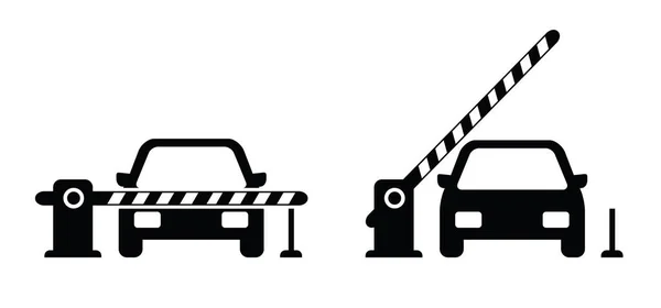 Cartoon Car Security Gates Барьеры Бум Символом Автомобилей Стоянка Гимнастический — стоковый вектор