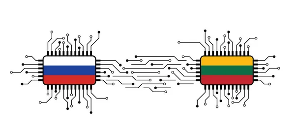 Guerre Guerre Hybrides Attaque Ddos Cyberguerre Conflit Entre Russie Lituanie — Image vectorielle
