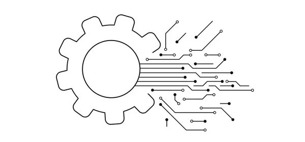 Kreslený Kolečko Ozubený Mechanismus Idata Ikona Technologie Nebo Logo Digitální — Stockový vektor