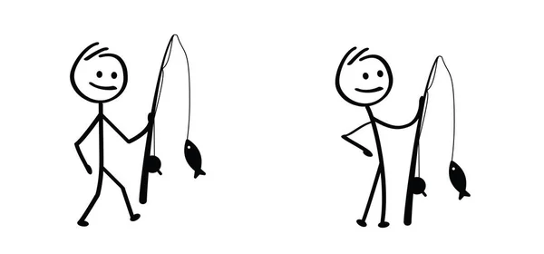 Desenho Desenhos Animados Stickman Vara Figura Homem Com Haste Fundição —  Vetores de Stock