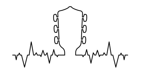 Пульс Лінії Серцебиття Мультяшні Гітари Головний Убір Або Головний Убір — стоковий вектор