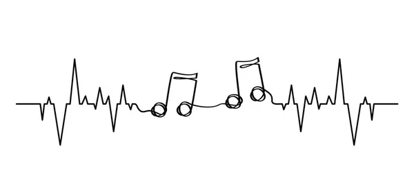 Heartbeat Line Parten Musical Note Element Icon Symbol Flat Vector — Stock Vector