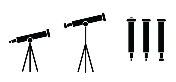 Мультфильм Рисунок Просмотра Через Телескоп Звезды Значок Логотип Телескопа Символ — стоковый вектор