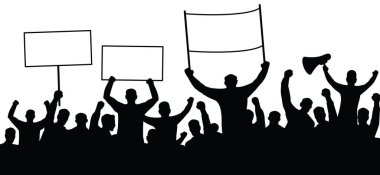 Kızgın bir grup insan protesto ediyor. Karikatür grubu stickman protestocuları, protestocuları, dışavurumları, protestocuları, eylemcileri veya eylemcileri temsil eder.