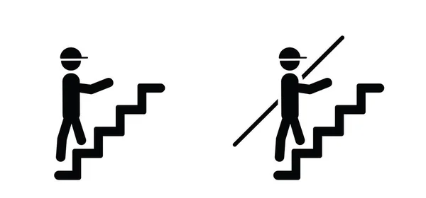 Ladder Descending Ascending Arrow Stairs Climbing Exit Person Stickman Stick — Stockvektor