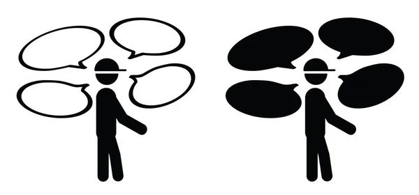 Cartoon Stickman Stick Figure Speed Bubble Speech Bubble People Dialog — Διανυσματικό Αρχείο