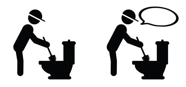 Toilet Brush Please Keep Toilet Clean Icon Pictogram Toilets Seat — стоковый вектор