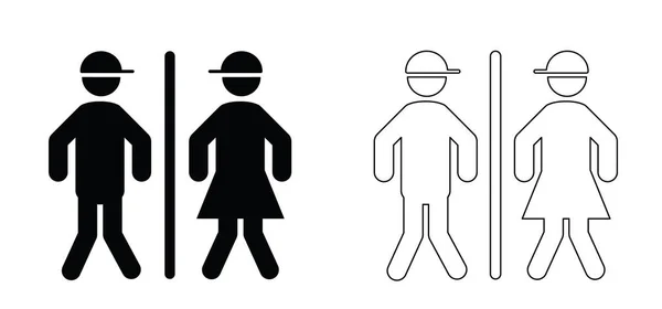 Desenhos Animados Figuras Pau Stickman Logotipo Banheiro Casa Banho Casa —  Vetores de Stock