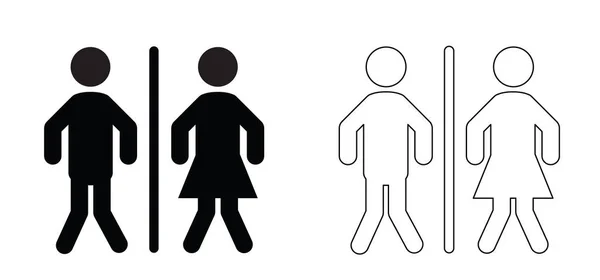 Cartoon Stick Figures Stickman Toilet Logo Restroom Bathroom Man Woman — 图库矢量图片