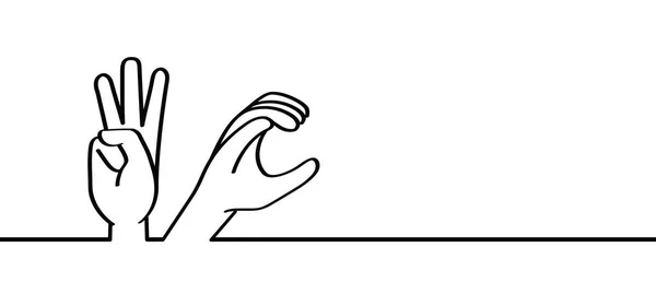 Deaf Sign Language Toilet Deafness Cartoon Funny Vector Gestures Hand — Vetor de Stock