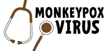 Çizgi film maymun virüsü ya da maymun çiçeği. Virüsü durdurmak Poxviridae familyasındaki Ortopedik virüse ait. Bulaşıcı hastalık. Sarı muzlu maymun suratı. Vektör maymun çiçeği sembolü veya simgesi.