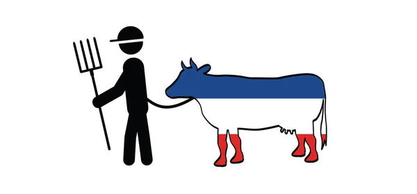 Holland Dutch Flags Protest Farms Food Protect Cartoon Farmers Angry — Stock Vector