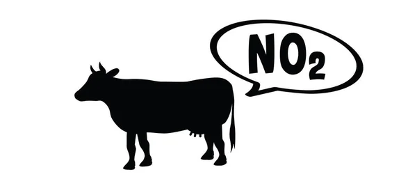 Stick Vacuum Co2 No2 Cartoon Drawing Black Cow Vector Livestock — Stock Vector