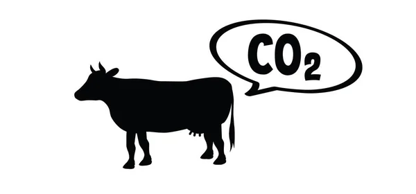 Stick Vacuum Co2 No2 Cartoon Drawing Black Cow Vector Livestock — 스톡 벡터