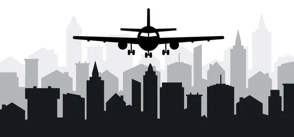 Cielo Ciudad Aterrizaje Elevación Trayectoria Línea Del Avión Aéreo Despegue — Vector de stock