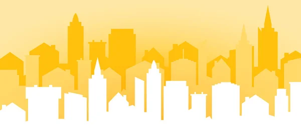 Paisaje Urbano Amarillo Naranja Skyline Urbano Dibujos Animados Ciudad Panorámica — Vector de stock