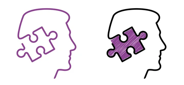Testa Faccia Puzzle Pezzi Giornata Mondiale Dell Alzheimer Persone Che — Vettoriale Stock