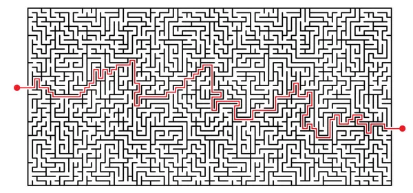 Lógica Educativa Línea Laberíntica Laberinto Cuadrado Negro Vector Encuentra Camino — Vector de stock