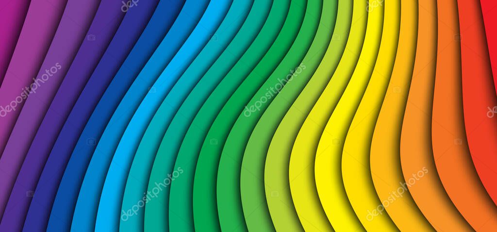 CMYK or RGB color wheel wave. Rainbow stripes background cyan, magenta, yellow or black spectrum gradient. Prepress line pattern banner. printer lines
