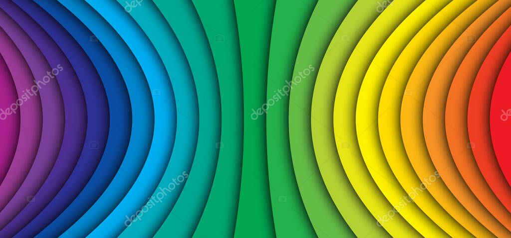 CMYK or RGB color wheel wave. Rainbow stripes background cyan, magenta, yellow or black spectrum gradient. Prepress line pattern banner. printer lines