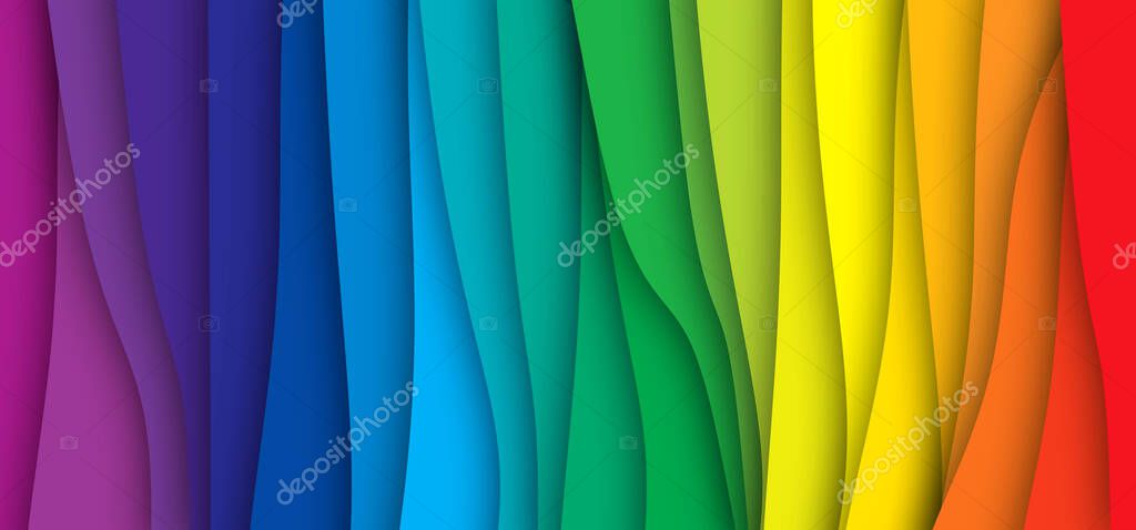 CMYK or RGB color wheel wave. Rainbow stripes background cyan, magenta, yellow or black spectrum gradient. Prepress line pattern banner. printer lines