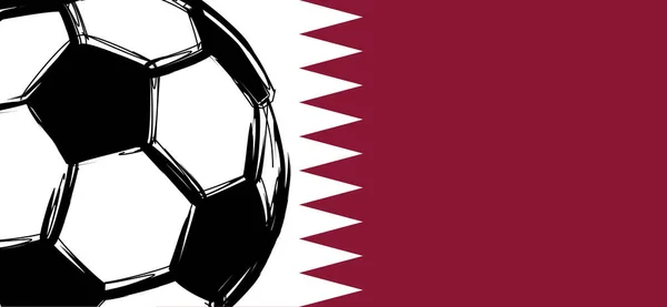 Qatar Vlag Vlakke Vector Zwarte Grunge Voetbal Grungy Voetbal Cartoon — Stockvector