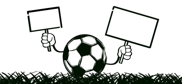 Cartoon Fußball Als Strichmännchen Strichmännchen Mit Banner Vektorunterstützer Für Finale — Stockvektor