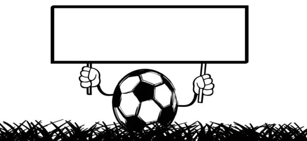 Cartoon Fußball Als Strichmännchen Strichmännchen Mit Banner Vektorunterstützer Für Finale — Stockvektor