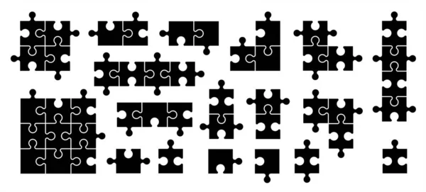 Puzzleteile Verbindungslinien Muster Puzzleteile Symbol Oder Piktogramm Cartoon Vektorumriss Logo — Stockvektor