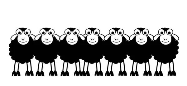 Γελοιογραφία Κωμικό Χαριτωμένο Μαύρο Και Άσπρο Πρόβατο Stickman Εικόνα Προβάτου — Διανυσματικό Αρχείο