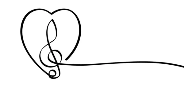 Dibujos Animados Amor Por Música Con Corazón Patern Línea Nota — Archivo Imágenes Vectoriales