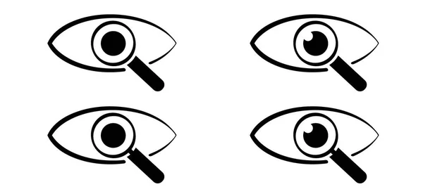 目で虫眼鏡 研究の概念 ルーペのシンボルまたはアイコン 足の詳細を見てまたは見てください ハンドガラスの研究又は研究 — ストックベクタ