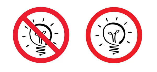 Stop Shining Light House Warning Stop Bulb Symbol Orbidden Licht — Stock Vector
