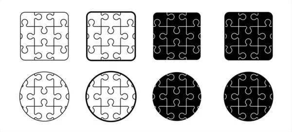 Jigsaw Puzzle Pieces Connection Line Pattern Puzzle Pieces Icon Pictogram — Stock Vector