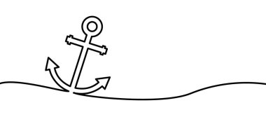 Siyah çapalar dikişsiz hat desenli pankart. Komik korsan, korsanlar imzalar. Düz vektör deniz sembolü işareti. Geminin dayanak noktası, deniz manzaralı tekne. Cadılar Bayramı partiniz kutlu olsun..