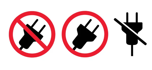 Δεν Υπάρχει Σύμβολο Plug Play Απαγορευμένο Προειδοποιητικό Σήμα Cartoon Σταματήσει — Διανυσματικό Αρχείο