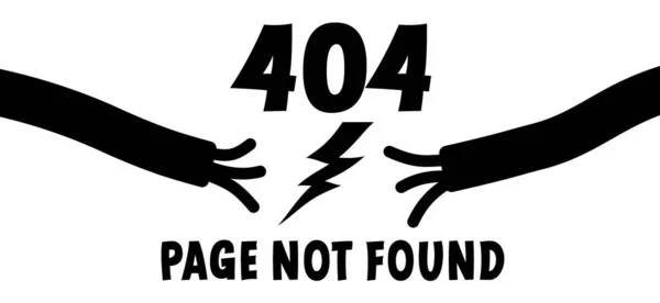 404 Página Encontrada Sin Internet Cable Alimentación Roto Tensión Cortocircuito — Archivo Imágenes Vectoriales