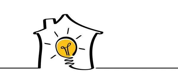 Casa Dibujos Animados Casa Patrón Línea Idea Lámpara Ideas Lámparas — Vector de stock