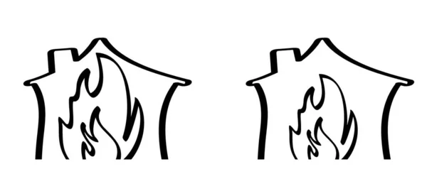 Мультяшный Огонь Пламенная Линия Работа Пожарного Значок Символ Векторного Пламени — стоковый вектор