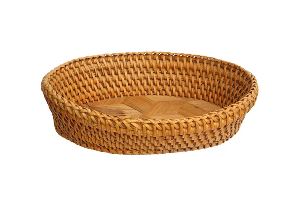 An empty wicker basket isolated over white background. Basket us — Stock Photo, Image