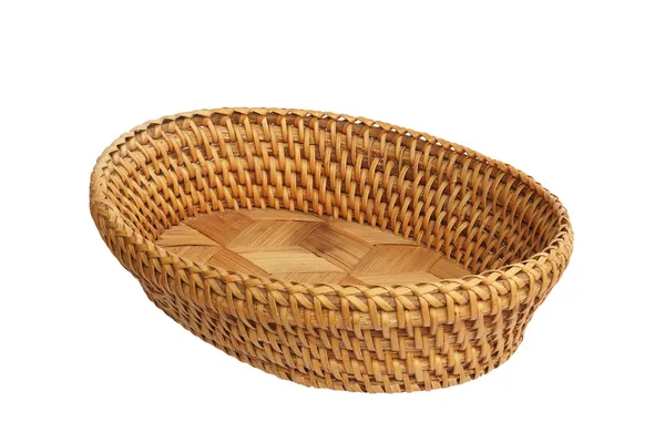 An empty wicker basket isolated over white background. Basket us — Stock Photo, Image