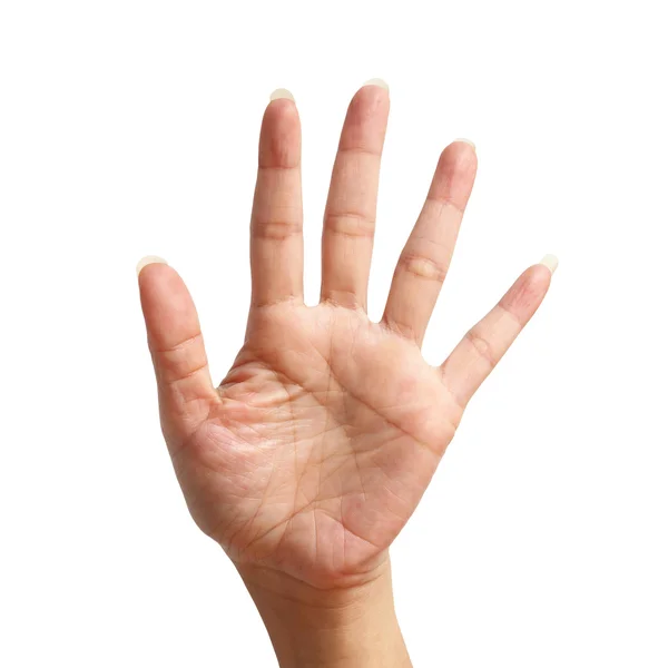 Five signal raise up, making by hand isolated over white backgro — Stock Photo, Image