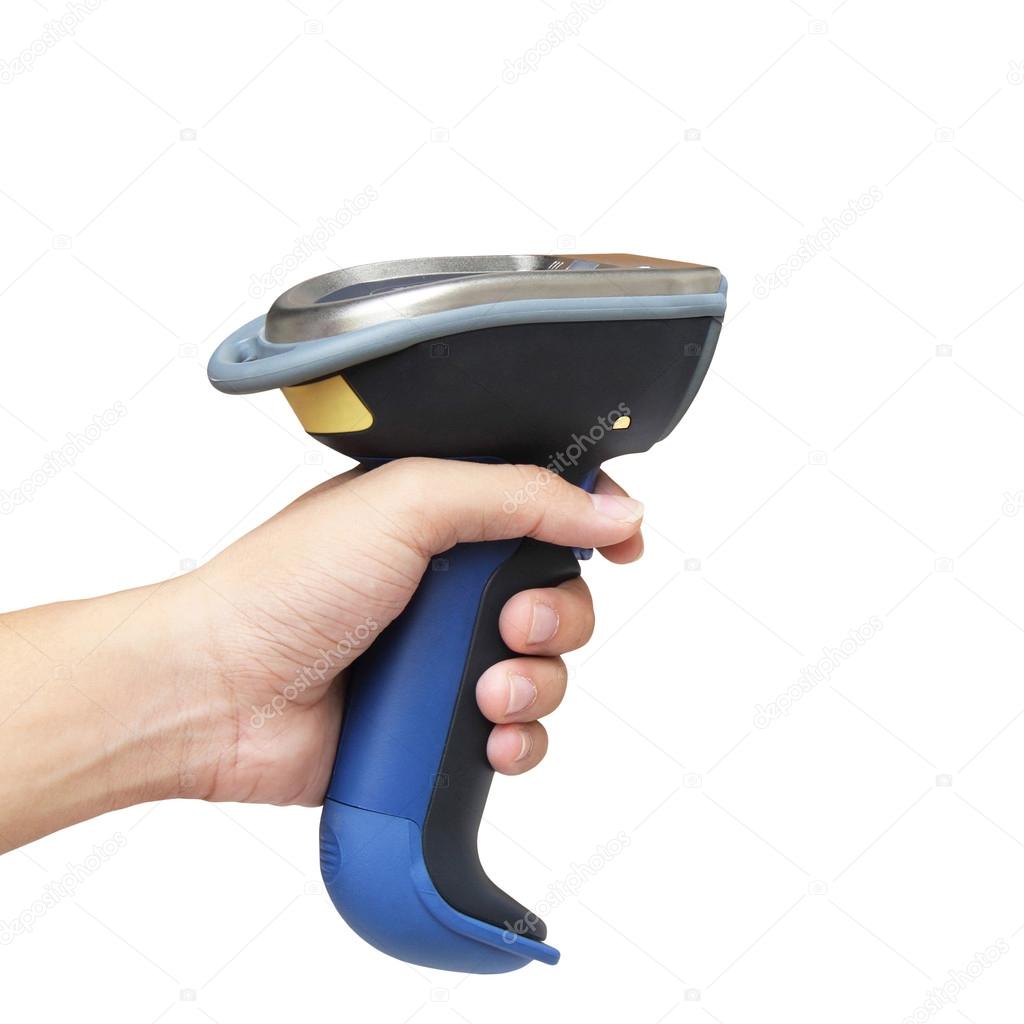 Barcode and QR code scanner isolated over white background