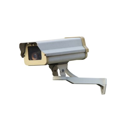 Beyaz arka plan üzerinde izole kamera cctv ve güvenlik