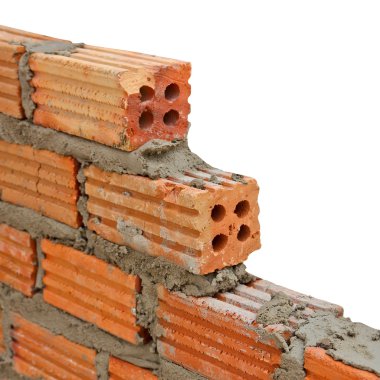 kırmızı tuğla duvar çimento harcı ile oluşturma